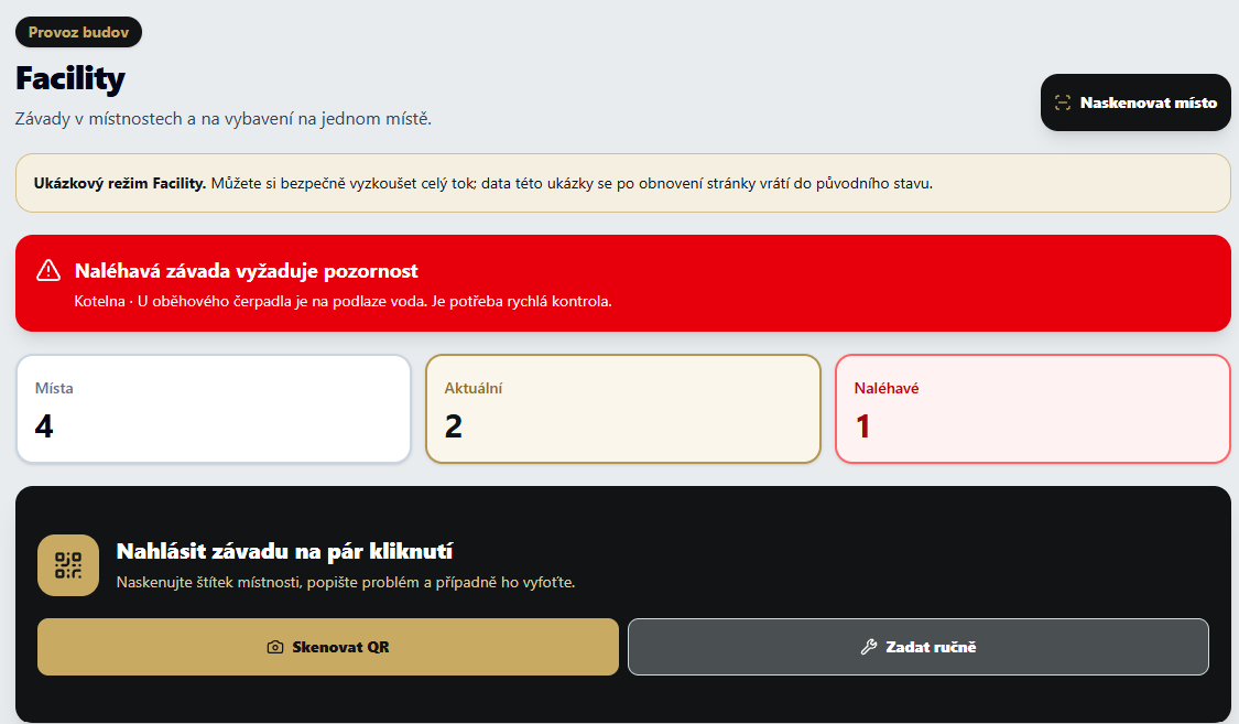 Skutečný přehled správce v NEXTKEY Facility